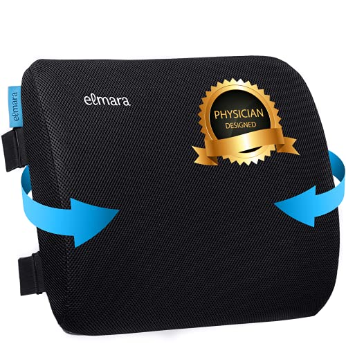 Elmara Lumbar Support Pillow for Office Chair, Back Support Pillow for Chair, Back Pillow for Office Chair, Lumbar Pillow for Chair, Lumbar Cushion for Back Pain, Lumbar Support Pillow for Car (Black)