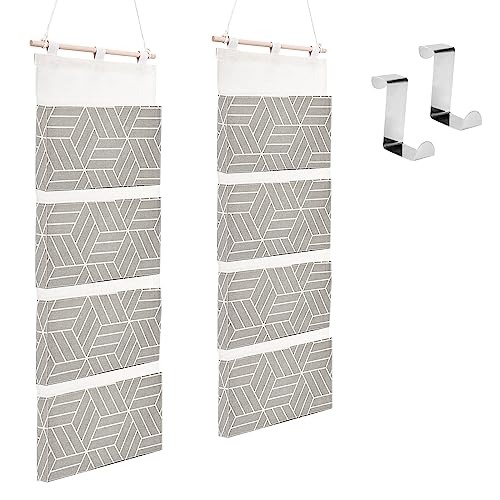 Jeesblsy Organizador Colgante para Puerta y Pared, Bolsas de Almacenamiento con 4 Bolsillos para Colgar en Cocina, Baño y Oficina, Impermeables Baldas Colgantes para Archivo Revista (2 Piezas)