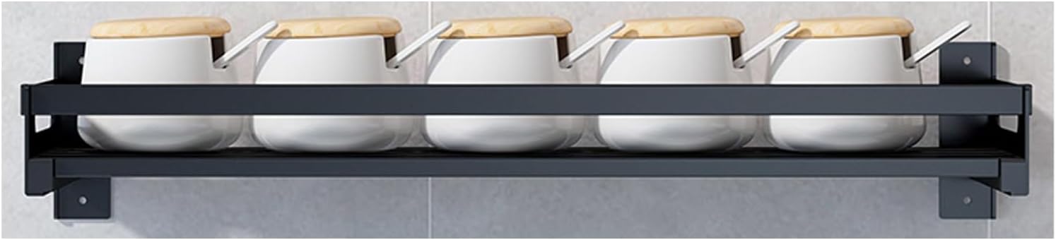 2Pack ABCOOL Wall Mount Kitchen Organizers Storage Spice Rack? Bathroom Shower Caddy? Pantry Jars Can Seasoning Shelves? Detachable Metal Bar Snap-in Assemble 20 in Black