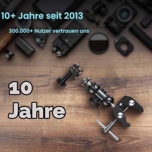 SMALLRIG Upgrade Camera Mount Clamp, mini Magic Arm mit Super Clamp, Super Klammer with Non-Slip Threads, Tragfähigkeit 1,5kg für Gopro… – Ansicht 3