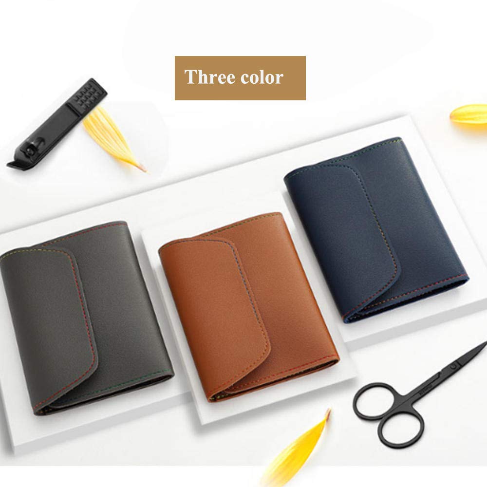 Juego de manicura Kit de cortaúñas Profesional - Kit de Aseo de Acero Inoxidable, Herramienta con Lujoso Estuche de Viaje de Cuero, Adecuado para Unisex-A_Juego de 16 Piezas (Azul 18)