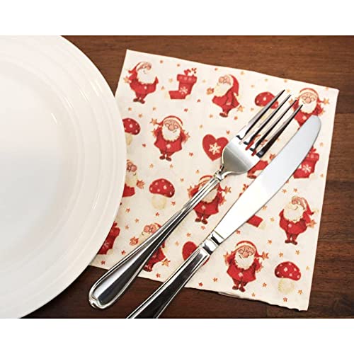 Santa Claus Paper Napkins For Christmas Holiday Parties (6.5 X 6.5 In, 100 Pack) #TOP2