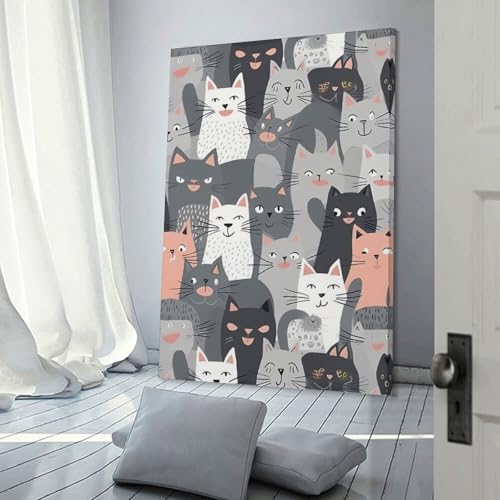Toile murale imprimée chat gris mignon design moderne vertical 40x60 - 3