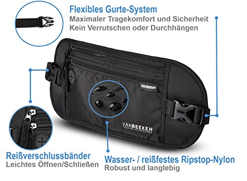 Van Beeken - Cintura unisex per denaro da viaggio