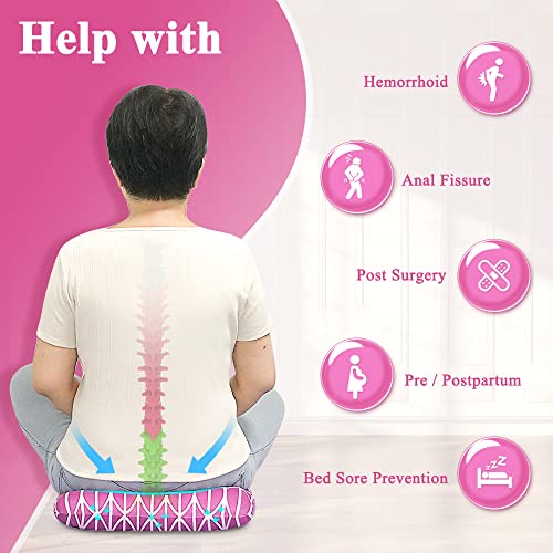 Aossa Donut Pillow Postpartum Pregnancy Doughnut Pillow Sitting Donut For Bed Sores Medical Pillows Butt Ear Head Hemorrhoid Fistula Tailbone Orthopedic Surgical Donut Cushion For Women Men (Pink) #TOP1