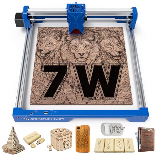 ATOMSTACK 7W Máquina grabadora láser, cortadora láser Swift 7W, cortadora láser de alta precisión de 0,01 mm para madera y metal, acrílico oscuro, cuero, superficie de grabado 300 × 300mm ATOMSTACK 7W Máquina grabadora láser, cortadora láser Swift 7W, cortadora láser de alta precisión de 0,01 mm para madera y metal, acrílico oscuro, cuero, superficie de grabado 300 × 300mm