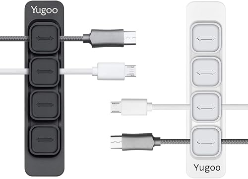 Clips magnéticos para cables multiusos, organizador de cables de escritorio para todos los cables (paquete de 2, blanco y negro)
