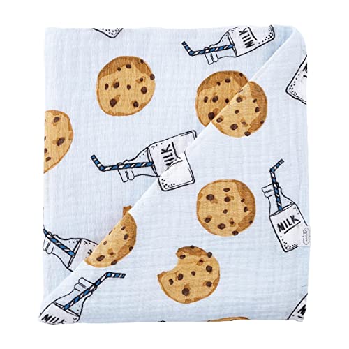 Image of Mud Pie Muslin Swaddle, Milk and Cookies (Blue)