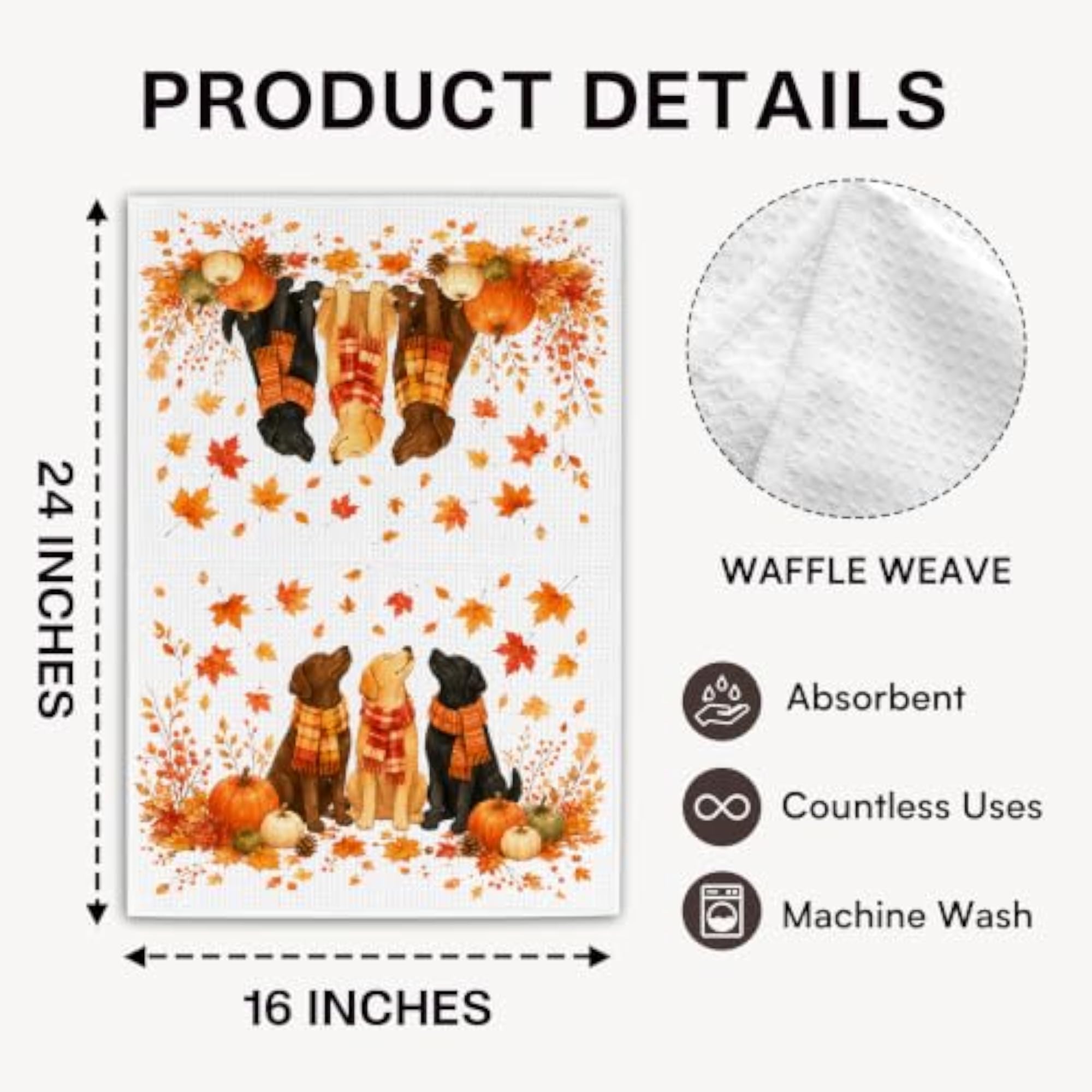 Fall Dog Kitchen Towel, Autumn Pumpkin Patch Design