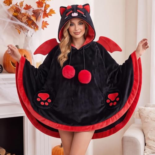 Image of Halloween Animal Hooded Blanket Cape Plush Costume Inspired Wearable