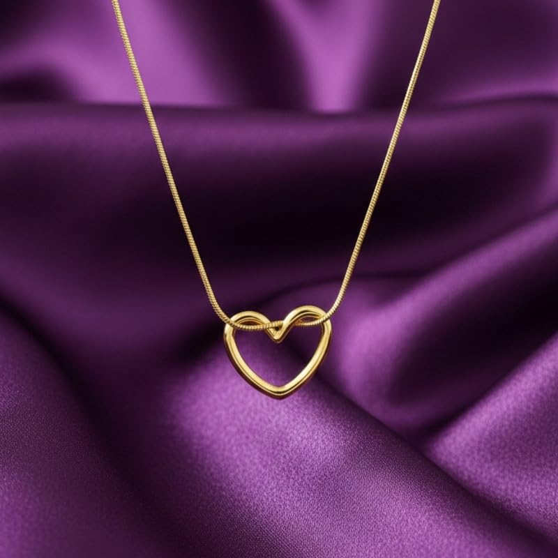 Buy RACHIVA 18K Gold Plated Heart Pendant Open Heart Pendant Necklace - Image 3