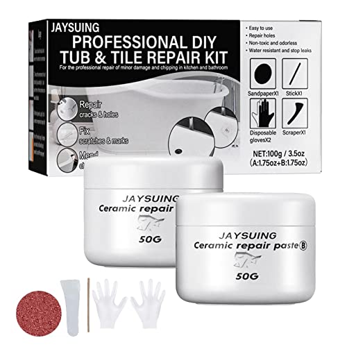 Pasta de reparación de cerámica, kit de reacabado de grietas de bañera Kit de reparación de azulejos de bañera para acrílico, porcelana, esmalte y fibra de vidrio, kit de reparación de bañera Cover