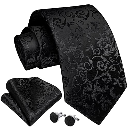 Image of Enlision Mens Ties Solid Color Satin Necktie Ties for men Handkerchief Cufflinks Pocket Squares for Wedding