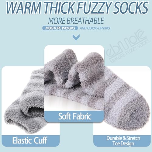Image of EBMORE Fuzzy Socks Warm Winter Slipper Fluffy Sleep Cozy Comfy Cabin Socks for Mens Womens