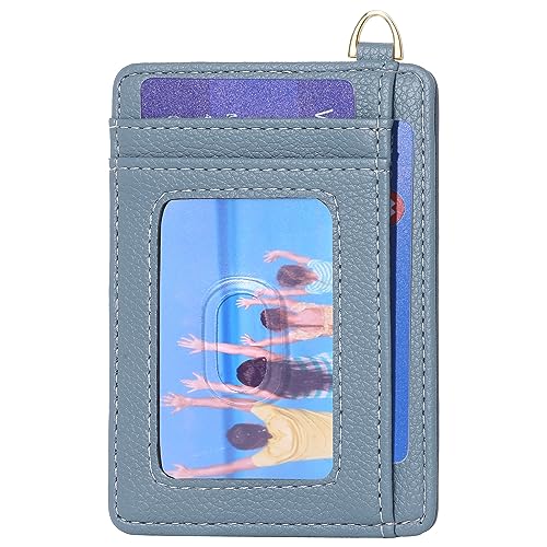 Badiya Credit Card Holder Slim Minimalist Wallet, Front Pocket Purse RFID Blocking Wallet Compact Card Case with ID Window for Women & Men