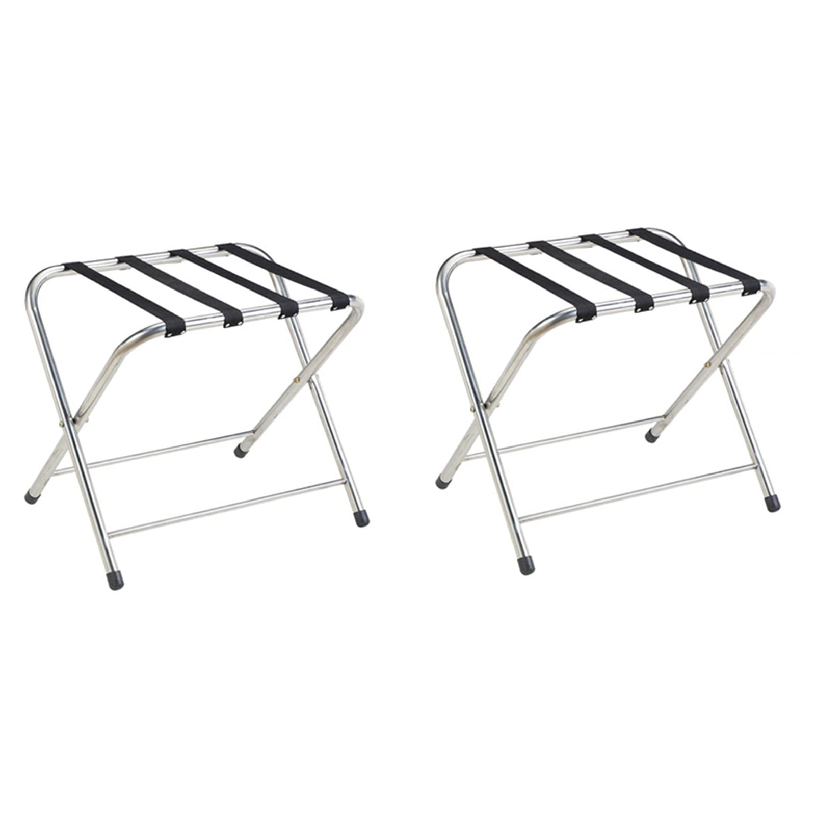 Portabagagli Pieghevole per Valigia in Acciaio Cromato Set di 2 - Portabagagli Pieghevole per Hotel, Portavaligie da Pavimento per Camera degli Ospiti, Portabagagli con Cavo in Nylon, per ca
