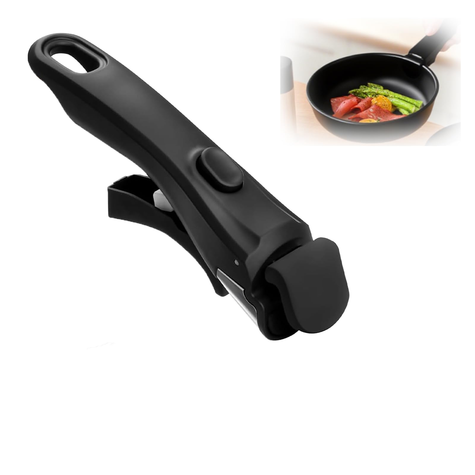 Mirhua ティファール 取っ手 脱着ハンドル チタンシェフ専用 (ブラック)取り付け簡単 ワンタッチ着脱 取り外し 片手でらくらく外せる フライパン 可能耐熱 安定性 専用 鍋を傷つけない 取って フライパン用