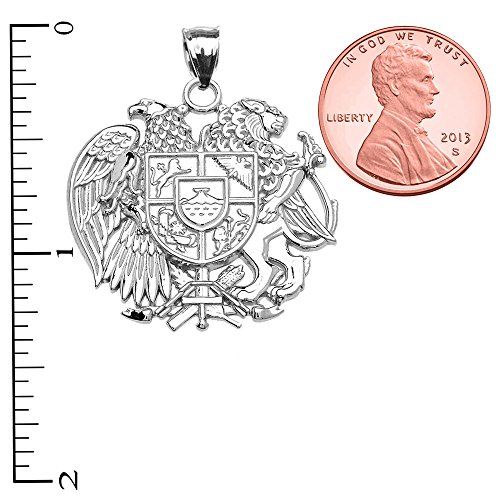 925 Sterling Silver Armenian National Coat Of Arms Eagle and Lion Pendant Necklace2