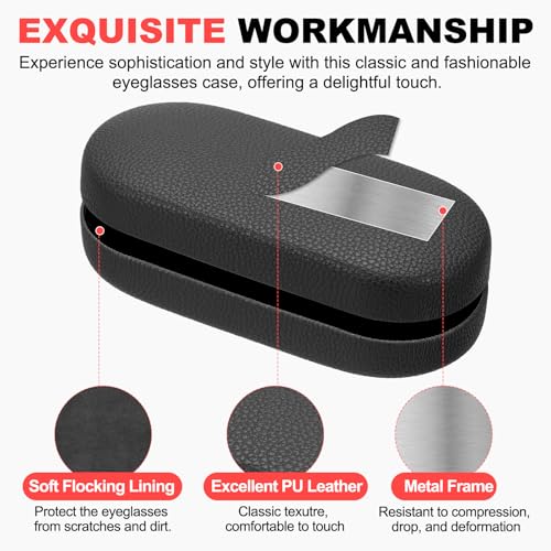 Image of PATIKIL Hard Shell Eyeglasses Case, PU Leather Large Glasses Case Litchi Grain Protective Sunglasses Organizer
