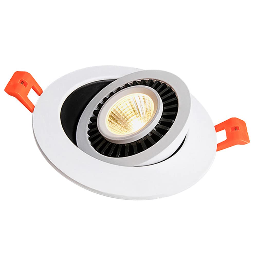 ASerZenith Led Cob Recessed Downlight Baffle Trim Round Shape 90 Angle Adjustable Eyeball Retrofit Spotlight 3W/5W/7W/12W Daylight Retrofit Downlight Rotatable-Spotlight,12W-4000K
