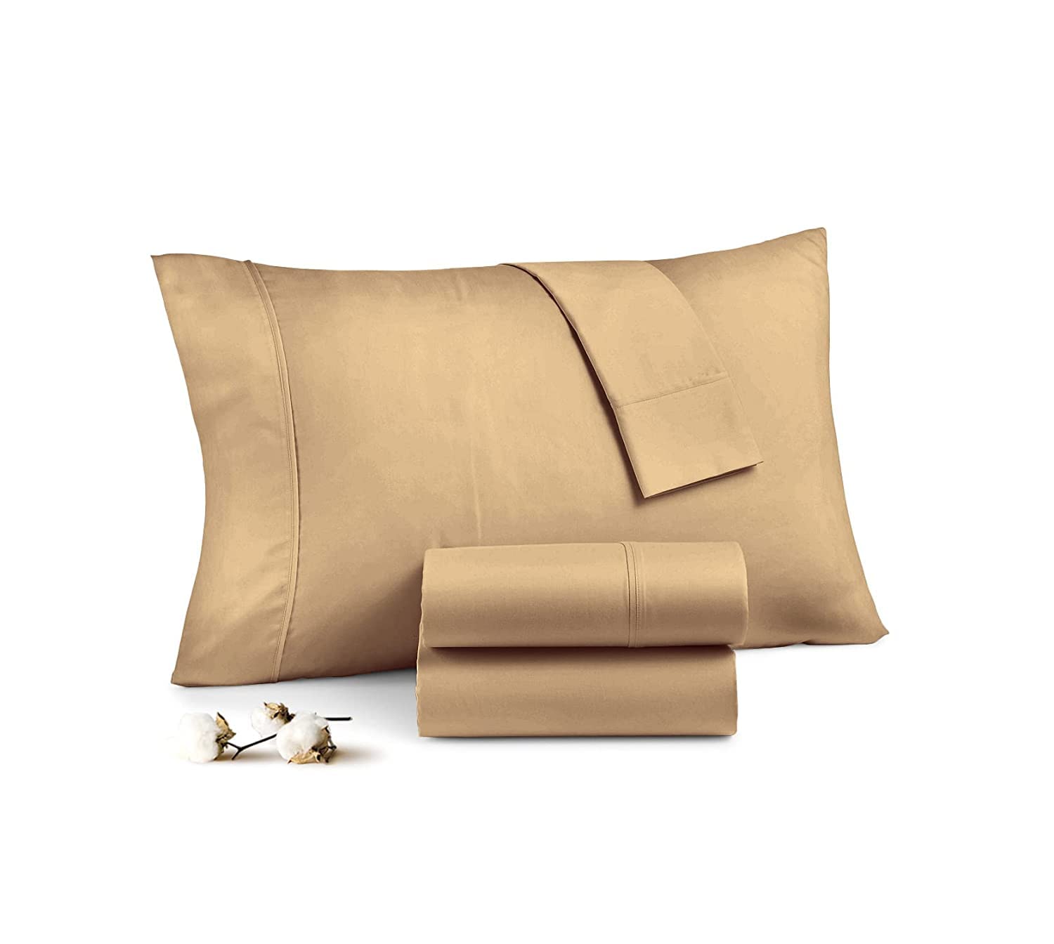 Juego de 4 fundas de almohada 100% algodón egipcio de 400 hilos, súper suaves, acogedoras y transpirables, lujosas fundas de almohada con cierre de sobre, color gris pardo, tamaño del cuerpo