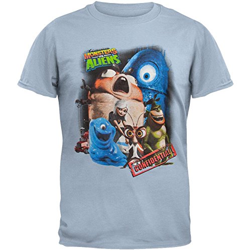 Old Glory Monsters Vs. Aliens - Boys Confidential Youth T-Shirt Small Light Blue
