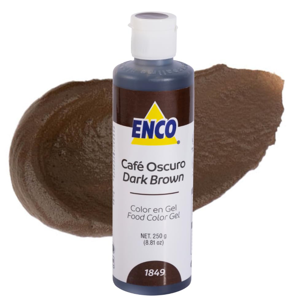 ENCO Food Coloring Gel Dark Brown 8.8 oz (250g) Concentrated, Vegan