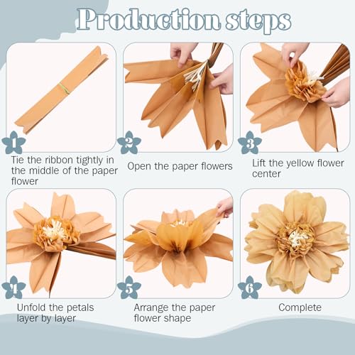 Image of TaoBary Large Colorful Tissue Paper Flowers Giant Fiesta Paper Pom Poms Classroom Wall Decor Mexican Birthday Party Decorations Wedding Backdrop(20 inch and 10 inch,Bohemian Color,12 Pcs)