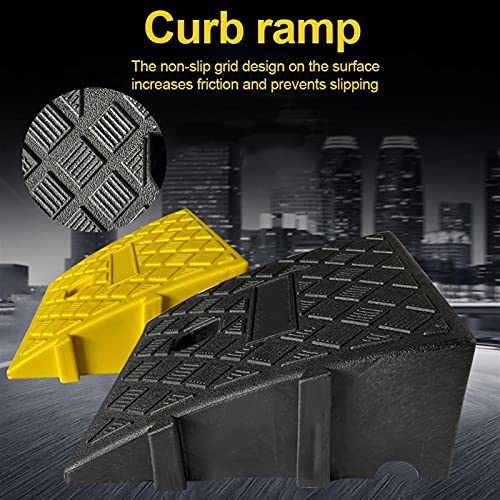 Image of Threshold Ramp, Anti-Slip Rubber Curb Threshold Ramp, Portable Lightweight Plastic Curb Ramps for Wheelchair Mobility Scooter Bike Motorcycle Loading Dock Car (Color : Black, Size : 11cm)