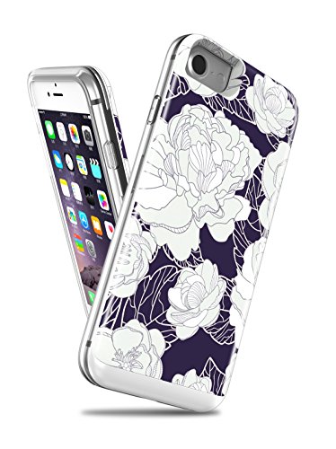 Style4U iPhone 8 / iPhone 7 Case, Fantastic Flower Slim Shock-Resistant Hybrid Armor Case with Credit/ID Card Compartment for Apple iPhone 8 and iPhone 7 with 1 Stylus [Flower]