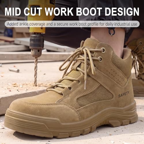 Image of Steel Toe Boots for Men Puncture Resistant Work Shoes for Construction