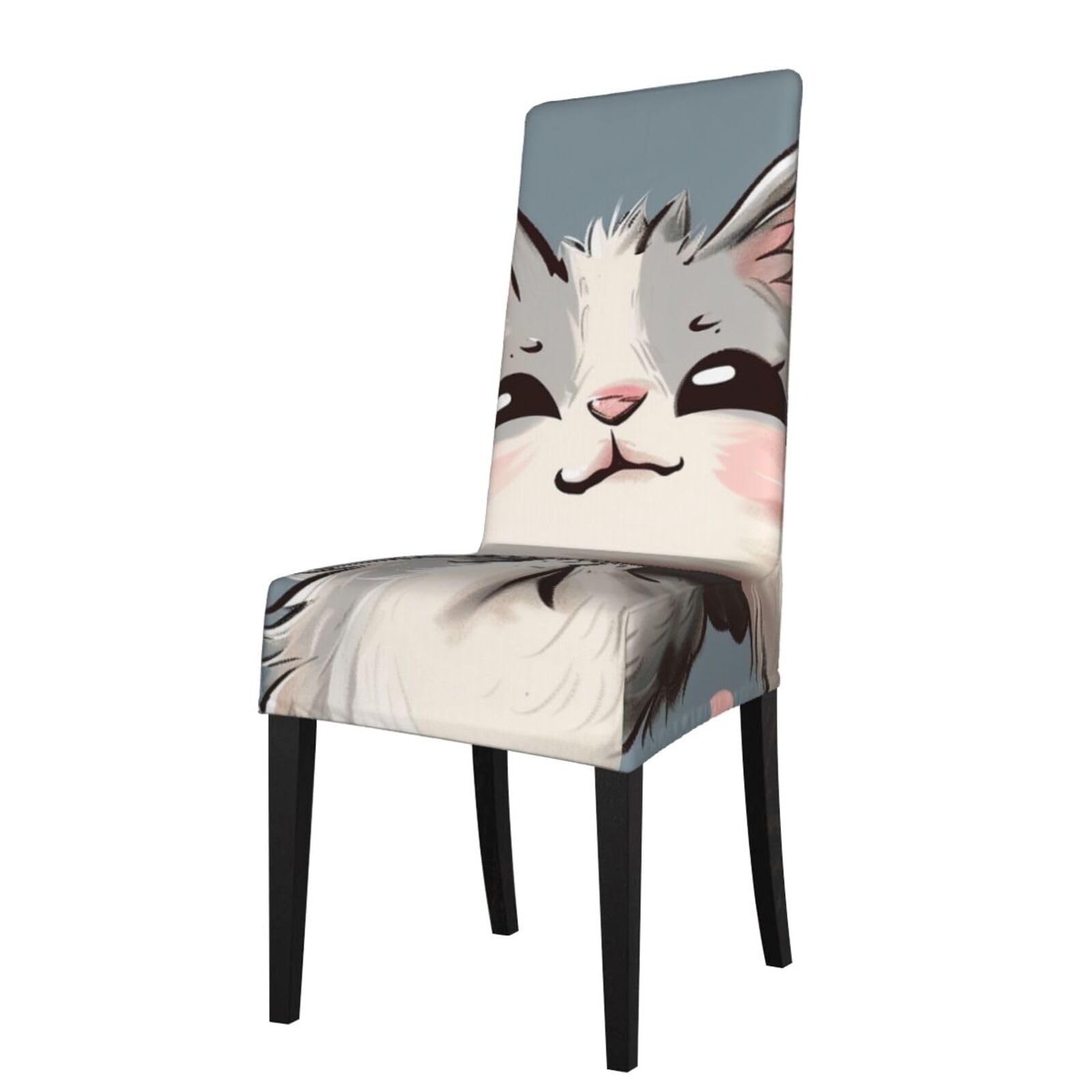WPKJU Cartoon cat Print Print Dining Chair Covers Removable Chair Seat Covers Decorative for Kitchen & Bar Stools