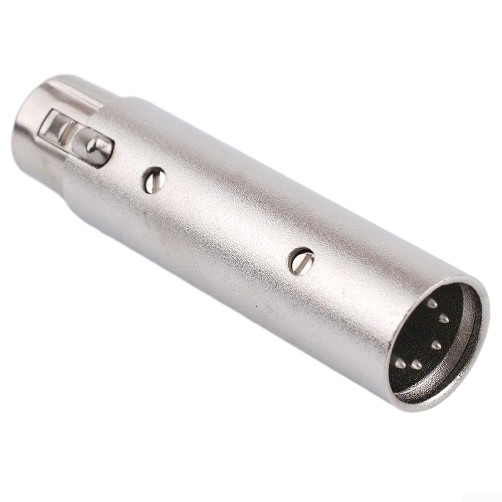 do DMX 5 Pin na 3 Pin XLR adapter srebrny metal design dla (3 pin żeński do 5 pin Male)