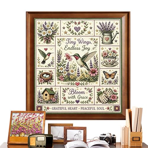 Broderie point de colibri kit complet fleurs pour loisirs créatifs maison