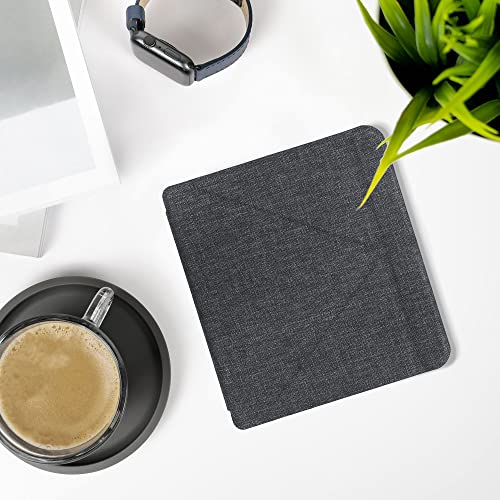 kwmobile Origami Case Compatible with Kobo Libra 2 - Slim Fabric Cover - Dark Grey - Image 2