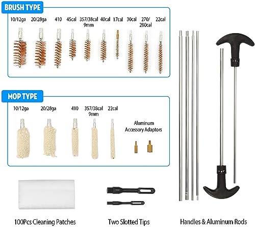 Basic Waffenreinigungsset 28-teilig Silber – Waffen Reinigungsset & Waffenpflege Koffer – Kaliber .17/4,5mm .22/5,56mm .270/7mm .30/7,62mm .38/9mm .40/10,2mm .410/ .44.45 – Waffenpflegeset