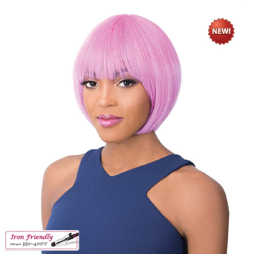 Bocut-3 Synthetic Wig by It's a Wig in Creamy Pink, Cap Size: Average, Length: Short