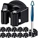 Vercraft 10 Pcs Magnetic Mop Broom Holder Movable Magnetic Broom Holder Rack, Anti Slip Wall Mounted Utility for Cleaning Tools, Garage, Kitchen, Laundry, Garden (Black)