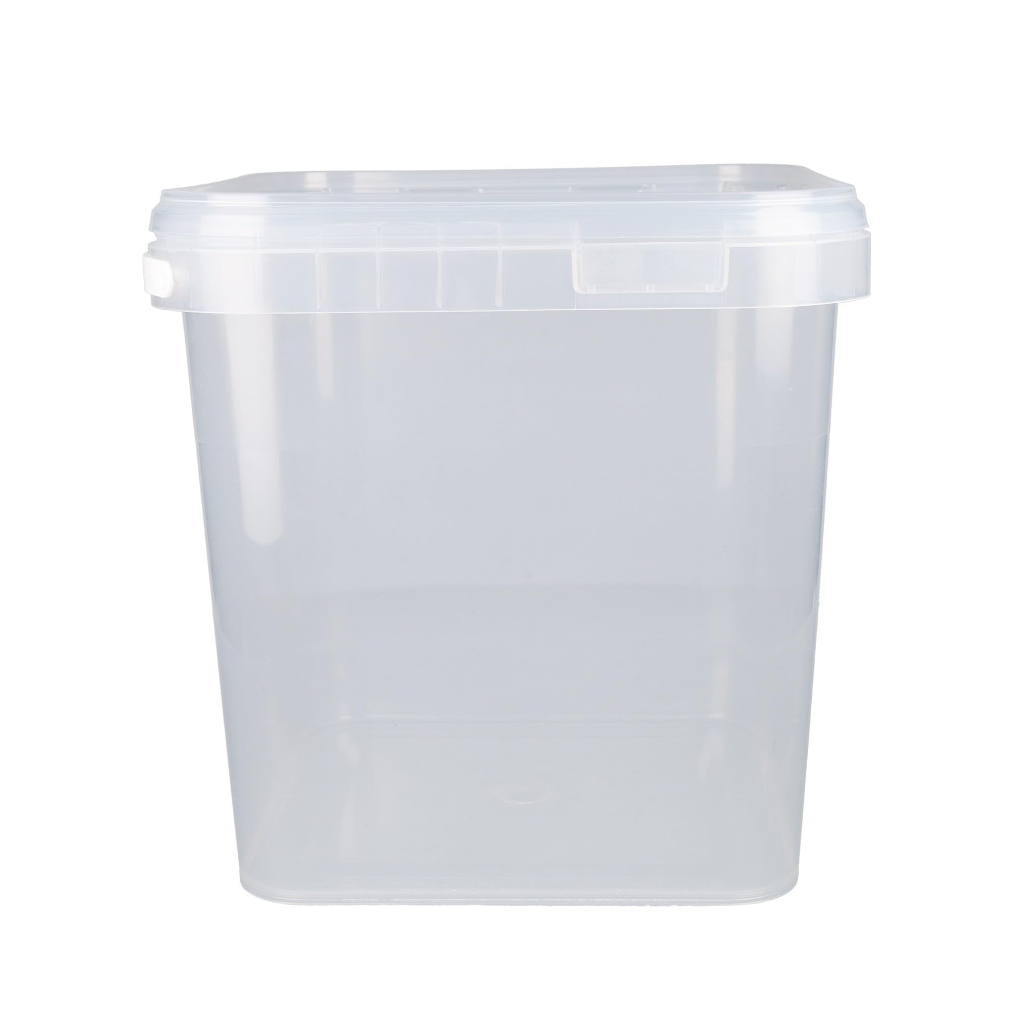 FixedByU Secchio con coperchio, 10 pezzi, 5 l, trasparente, quadrato, in plastica, per uso alimentare, ermetico e stabile, secchio vuoto, manico e coperchio, per alimenti, adatto per uso alimentare