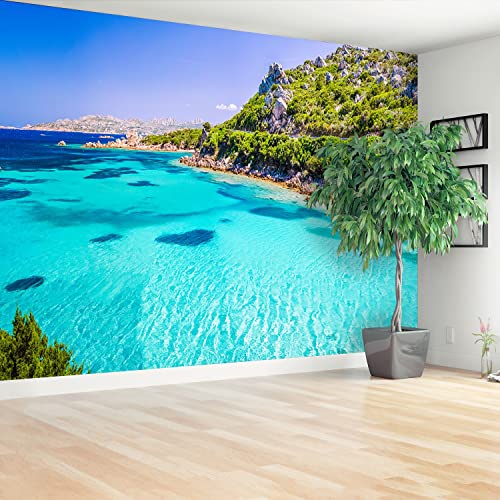Papier peint moderne grand format 250x104cm mer de Sardaigne