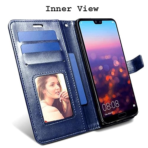 Image of Fastship Vintage Magnatic Closer Leather Flip Cover Compatible Model for Oppo CPH2591 / Oppo A18 - Navy Blue