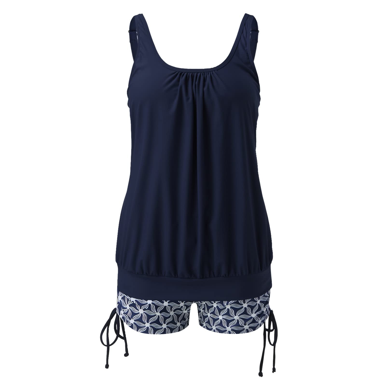 Top da bagno da donna push-up con pantaloncini costumi da bagno fluidi Indietro per la libertà increspato Tankini Costume da bagno Plus Size Costumi da bagno per le donne Tankini Costumi da bagno
