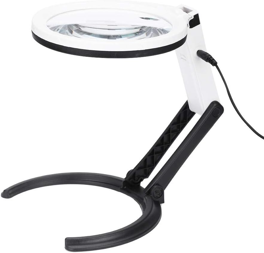 Salmue LED Grossissante Loupe, Pliable Mains Libres à Loupe avec Pince