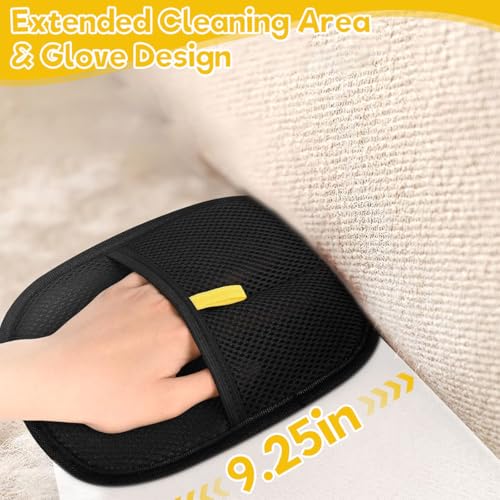 Image of Qpets Pet Hair Removal Gloves, Static-Enhanced Pet Hair Removal Mitt, Reusable Grooming Mitt Cleaning Glove for Furniture, Carpets, Car Seats & Gentle Massage for Dogs Cats (2Pcs, 23.5x18cm)