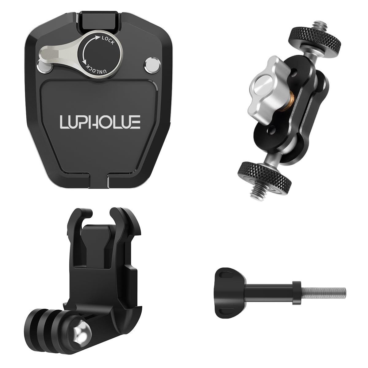 Supporto a clip per parabrezza moto a sgancio rapido con braccio magico universale per GoPro Hero 12 11 10 9 8 7, Insta360 X4 X3 X2 X ONE RS R, DJI Osmo Action, smartphone