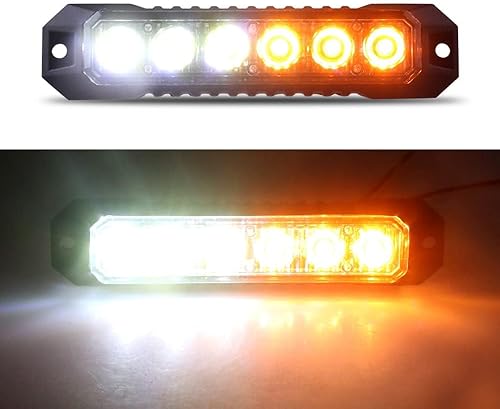 Raryloy Luces LED de emergencia estroboscópicas intermitentes para rejilla de 6 luces LED ámbar y blanco para montaje en superficie de advertencia disponible en Yaxa Colombia
