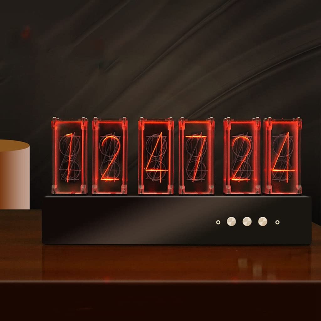 BBTISG Nixie LED Nixie Horloge Digitale Buis Klok, LED Klok 7 Modi 5V USB Aangedreven Vintage Digitale Wekker Elektronische Licht Simulatie Retro Modern Houten (Grijs BBTISG Nixie LED Nixie Horloge Digitale Buis Klok, LED Klok 7 Modi 5V USB Aangedreven Vintage Digitale Wekker Elektronische Licht Simulatie Retro Modern Houten (Grijs