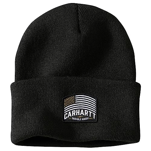 Carhartt Men's Knit Flag Patch Beanie, Black