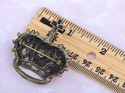 Image of Alilang Crystal Rhinestone Gem Queen Crown Tiara Jewelry Pin Brooch