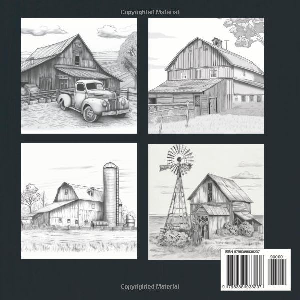 OLD BARNS Grayscale Coloring Book - Image 2